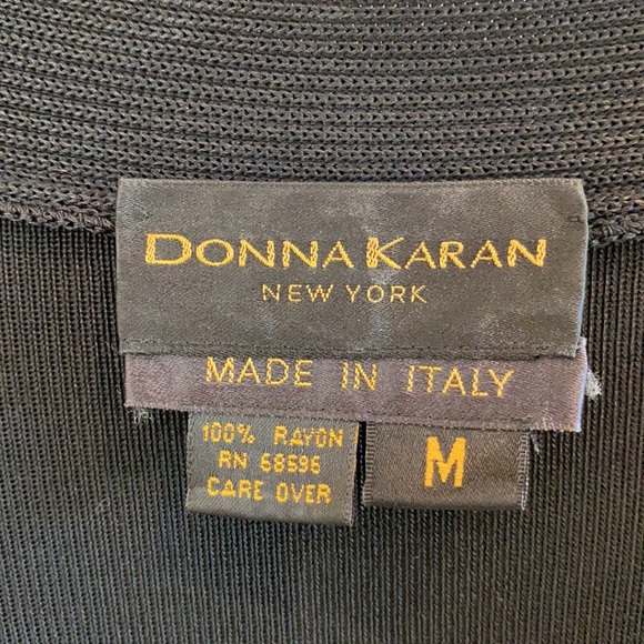 VTG Donna Karan Long Black Deep-V Woven Rayon Cardigan - Picture 10 of 11